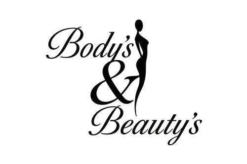 Peux tu me faire un logo avec les lettre écris en italique en mettant « Body's » en haut à gauche, le « & » au centre en silhouette de femme sexy et « Beauty's » en bas à droite avec les lettres B écris en italique en majuscule comme au stylo plume 
