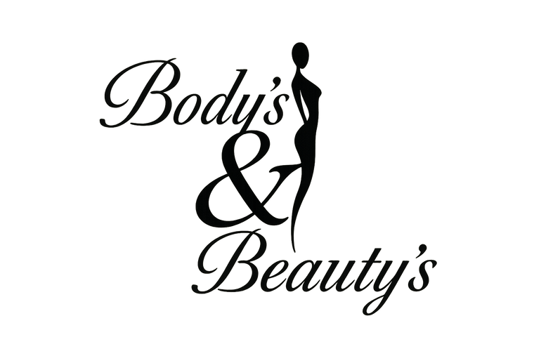 Peux tu me faire un logo avec les lettre écris en italique en mettant « Body's » en haut à gauche, le « & » au centre en silhouette de femme sexy et « Beauty's » en bas à droite avec les lettres B écris en italique en majuscule comme au stylo plume 